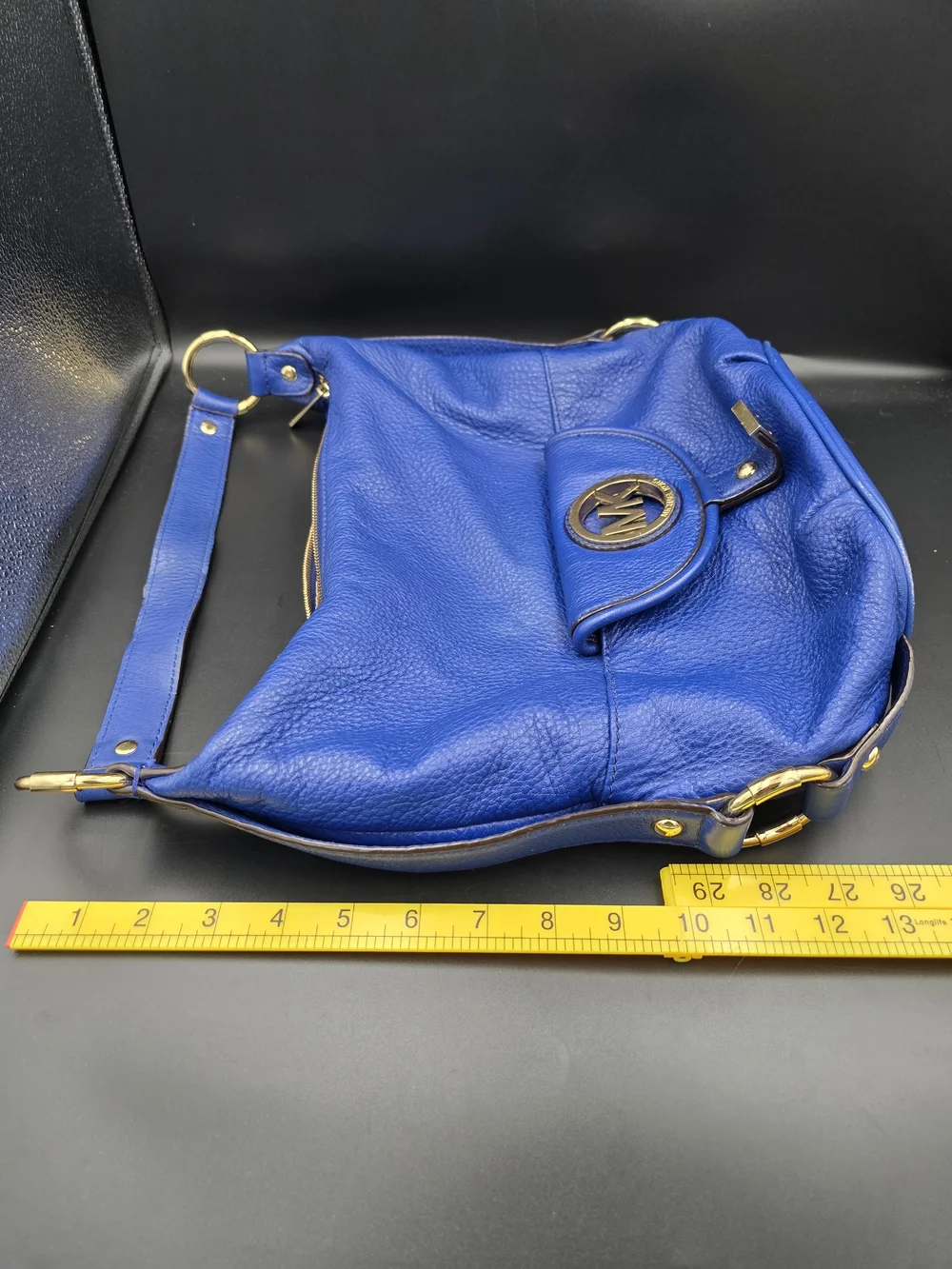 Michael Kors Blue Pebbled Leather Hobo Bag